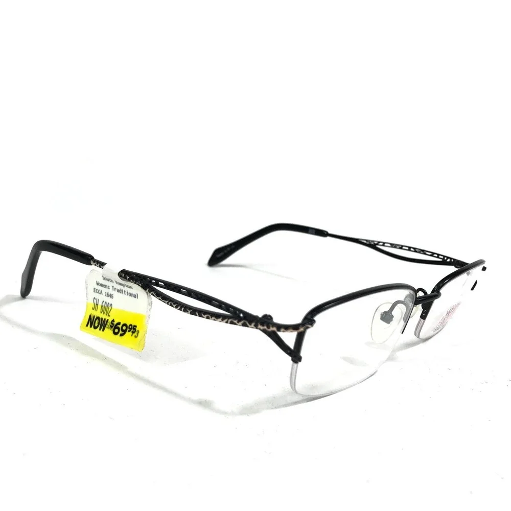 South Hampton SH6002 BK/G Eyeglasses Frames Black Gold Rectangular 51-17-145